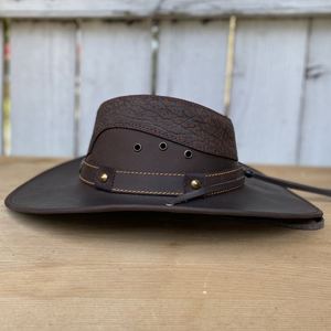 Leather Adjustable Cowboy <b>Hat</b> Wide Brim Vintage <b>Western</b> Men Women Outdoor Fishing Travel Spring Autumn Casual Adult - Product Image 4