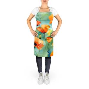 New Large Multicolor California Poppies Watercolor <b>Apron</b> for Cooking Baking Crafts <b>Gardening</b>-Unisex for Adults Men Women - Product Image 2
