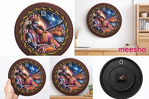 นาฬิกาแขวนผนังแบบสั่งทำพิเศษลายพระราชาคิริสนา พร้อมการพิมพ์ดิจิทัล - ของตกแต่งทางจิตวิญญาณที่สงบสุขสำหรับวันแม่และวันคริสต์มาส - Product Image 3