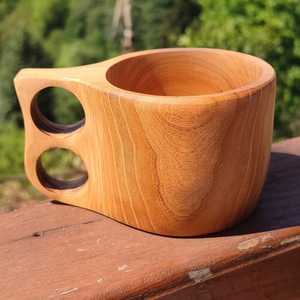 Hand Carved Wooden <b>Mug</b> Engraved <b>Tree</b> Design Polished Brown Handle Cup for Gift and Home Decor - Product Image 5