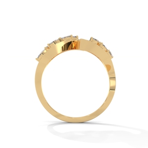 Luxury Women's Yellow <b>Gold</b> <b>Cocktail</b> <b>Ring</b> Marquise Cut Diamond Setting Plant Pattern Wedding Jewelry - Product Image 3
