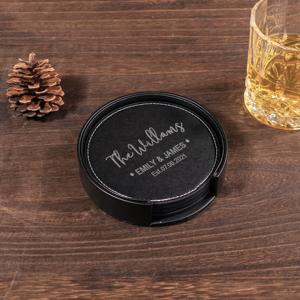Sous-verres en cuir véritable de qualité supérieure, faits à la main, ronds, antidérapants, pour verres à bière, élégant cadeau de déménagement LC-0031 - Product Image 5