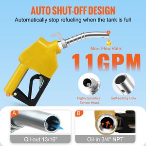 Ugello Automatico per Carburante con Ingresso Filettato NPT da 3/4'', Beccuccio da 13/16'', Portata Massima 11 GPM, Spegnimento Automatico, in Alluminio e PVC, per Pompe di Benzina - Product Image 3