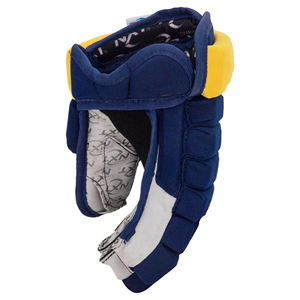 Guantes de hockey sobre hielo azules y amarillos con acolchado protector para la seguridad de las manos - Product Image 3