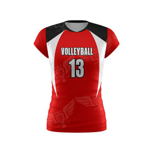 เสื้อวอลเลย์บอลหญิงแบบสั่งทำพิเศษ แขนสั้น พิมพ์ลายแบบซับลิเมชั่น ชุดทีม ระบายอากาศได้ดี แห้งเร็ว เสื้อกีฬา - Product Image 4