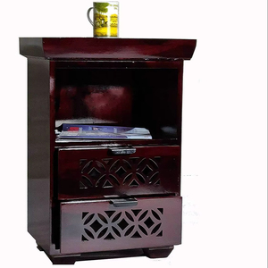 Sheesham Wood <b>Bedside</b> Table with Drawers and Shelf <b>Storage</b> | Wooden Multipurpose Nightstand End Table Furniture for Living Room - Product Image 1