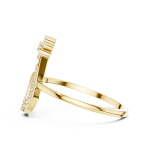 Anillo Clásico Minimalista en Forma de Hoja de Oro Amarillo Sólido de 14k con Diamantes Cultivados en Laboratorio de Corte Redondo, Regalo de Boda Clásico - Product Image 2