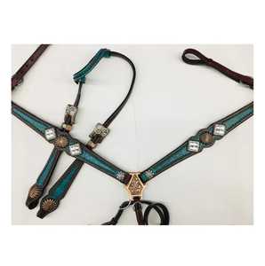 Wholesale Premium Quality New Design Equestrian <b>Leather</b> Horse Western Headstall Hand <b>Tooled</b> Carved for Riding Competitive Price - Product Image 3