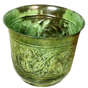 Maceta Circular de Latón Pintada a Mano con Diseño de Flores Silvestres, Asas Laterales, Ecológica, para Uso en Interiores y Exteriores, con Orificio de Drenaje - Product Image 4