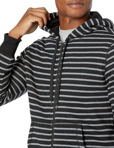 Sudadera con capucha a rayas para hombre, con cremallera, informal, con bolsillos, transpirable, de punto, corte regular, para otoño - Product Image 3