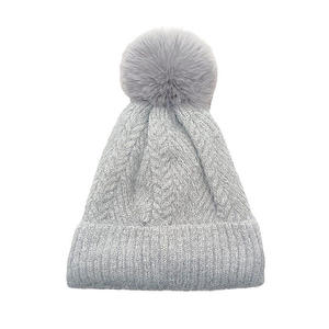 Gorro de Punto Rosa con Pompón, Forrado de Felpa, Unisex, para Invierno, Talla 54-56 cm, para Adultos - Product Image 6