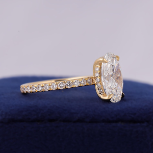 Oval Cut <b>Diamond</b> Engagement <b>Ring</b> 18K Solid Gold Prong Setting Women's Classic Fine Jewelry - Product Image 4
