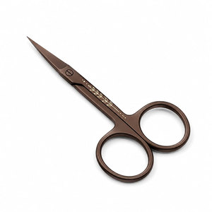 Ciseaux à sourcils en acier inoxydable, lame droite, pour droitiers, outil de beauté et de toilettage, finition bronze - Product Image 2