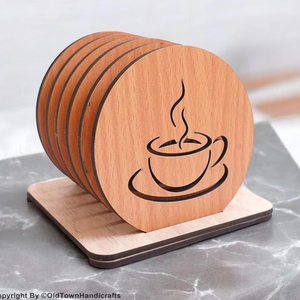Premium Handcrafted <b>Wooden</b> Coasters Set-Classic Style Eco-Friendly Customizable Sizes Colors Custom Logo for Luxury <b>Table</b> Decor - Product Image 1