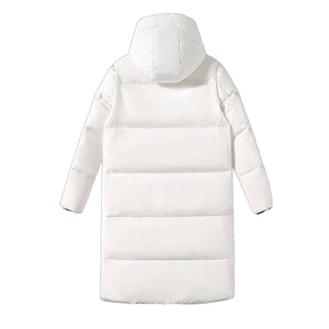 Long Quilted <b>Winter</b> Jacket With Hood Full Sleeves Zipper Closure Solid Color Polyester Shell <b>Thick</b> Warm <b>Coat</b> - Product Image 2