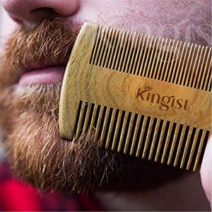 Peigne à barbe à dents larges pour hommes, peigne à barbe en bois avec logo personnalisé, étiquette privée, vente en gros - Product Image 1