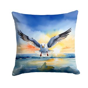 Gull Flying Low <b>Throw</b> <b>Pillow</b> Machine Washable 14Hx14W Indoor & Outdoor Decorative Cushion for Couch Bed or Patio - Product Image 1