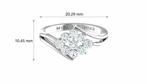 แหวนเพชรลายดอกไม้ทอง 14K สไตล์โมเดิร์น – ดีไซน์รูปทรงไม่สมมาตร |   เครื่องประดับสุดหรูสำหรับผู้หญิง |   เพชรทรงกลมเจียระไนบริลเลียนท์ 0.50 กะรัต - Product Image 2