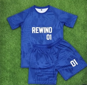 Rewino Unisex Soccer Jersey Set Blue Sublimated Quick Dry Polyester Short Sleeve Uniform Adult All Seasons Team Apparel - Product Image 1