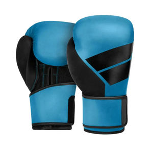 Gants d'entraînement de boxe en PU bleus et noirs avec sangle de poignet en velcro pour adultes - Product Image 1