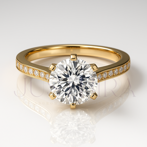 Most Selling Minimalist Round Cut Pave Settings Diamond <b>Ring</b> for Everyday Wear Office Use and Elegant Styling Available In Sale - Product Image 1