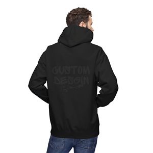 Custom OEM High Quality <b>Black</b> Hooded Sweatshirt Front Graphic Custom Print <b>Men</b> Pullover Fleece <b>Hoodie</b> 100% Cotton Breathable - Product Image 3