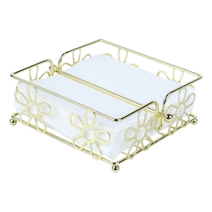 Porte-serviettes décoratif en fer poli doré, design floral, pour la décoration de la cuisine, du comptoir, de l'hôtel et du restaurant. - Product Image 2