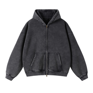 Sweat à capuche zippé oversize pour homme, couleur unie, en molleton, décontracté, respirant, coupe classique, idéal pour l'automne - Product Image 3