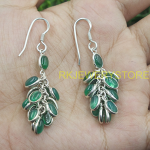Pendientes Colgantes de Ónix Verde, Plata de Ley 925, Hechos a Mano, Estilo Boho Vintage, Joyería de Piedras Preciosas, Regalo para Ella - Product Image 5