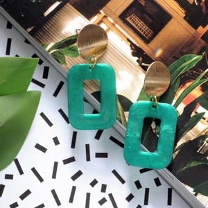Pendientes de Resina Hechos a Mano, Joyería de Moda, Color Verde, Pendientes Geométricos con Joyería de Moda para Mujer, Artesanías de Resina - Product Image 4
