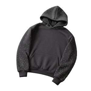 Women's Winter Rhinestone Hoodies 100% Cotton Fleece Lightweight Pullover with Front Custom Logo High Quality Streetwear - Product Image 1