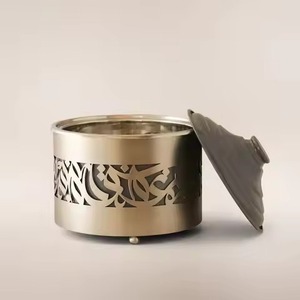 Gulf Chaffing Dish Silver Round Hammered Dome Food Warmer Cutout Calligraphy Base Home Hotel Table <b>Top</b> Serving Chaffing Dish - Product Image 3