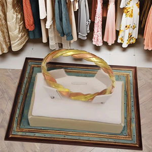 Plain Circular Brass Bohemian <b>Bangle</b> Bracelet 18K Gold Plated Adjustable Size Women's Vintage Statement Gift Idea - Product Image 1