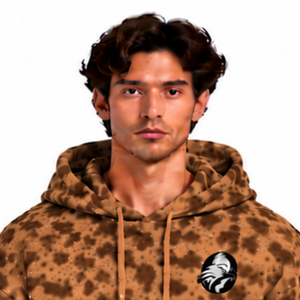Sweat-shirt à capuche oversize décontracté marron camel imprimé léopard, en molleton doux avec cordon de serrage et poche kangourou, style streetwear - Product Image 3
