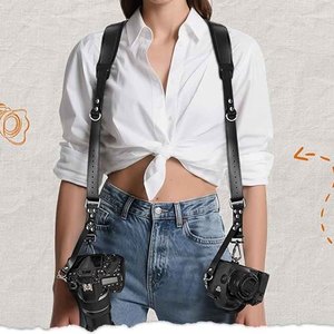 Professional <b>Leather</b> Camera <b>Harness</b> Dual Strap Chest Rig for DSLR Mirrorless Cameras Comfortable Photography Gear - Product Image 5