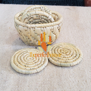 <b>White</b> Moonj Grass <b>Coaster</b> <b>White</b> Round Eco-Friendly Classic Design <b>Coaster</b> - Product Image 2