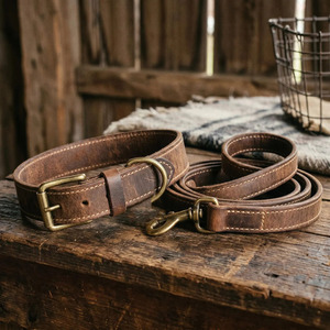 Adjustable HIgh Quality <b>braided</b> leather dog collar with durable hardware for reliable pet control and comfort in low price - Product Image 2