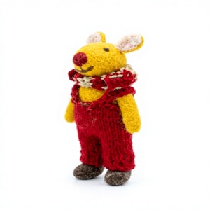 Handmade Eco-Friendly Knitted Wool Reindeer Christmas Decoration Red Overalls Scarf Small Wall Hanging Cartoon Indoor - Product Image 3