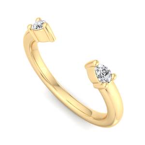 luxury rose gold pear cut diamond <b>two</b> <b>stone</b> open cuff <b>ring</b> minimalist bypass adjustable band stackable fashion jewelry for women - Product Image 3