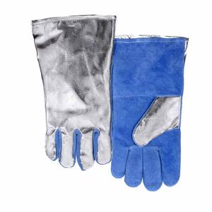 Gants de soudage en cuir de vachette et aluminium, protection industrielle, résistance à la chaleur et aux étincelles, pour four et boulangerie - Product Image 2