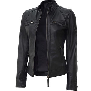 Veste en cuir d'agneau véritable imperméable pour femme avec doublure en satin et nylon, design personnalisable, écologique et respirant - Product Image 2