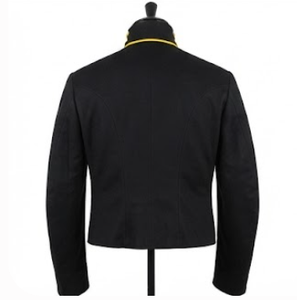 Veste d'officier de cavalerie fédérale pour homme, style laine, noire avec bordure jaune, col montant, simple boutonnage, tenue formelle d'hiver - Product Image 4