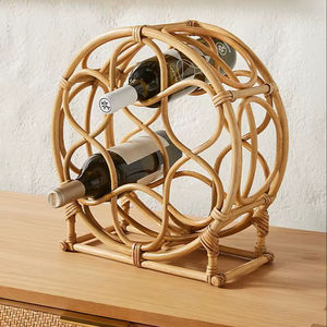 Stylish Rattan Wine Rack For Dining <b>Table</b> Centerpiece And Wine Bottle Display With Warm Rustic Home Charm - Product Image 1