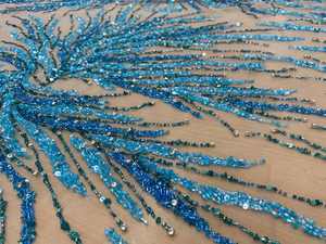 Tela de Tul con Cuentas Hechas a Mano en Color Amarillo, Bordado 3D con Lentejuelas y Perlas, Malla de Encaje Textil para Vestidos de Mujer, Fabricante de Ropa - Product Image 2