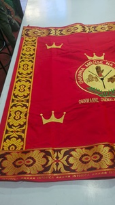 Pañuelo para la Cabeza con Bordado Rojo de Algodón Intorica Indio, Estilo Africano Tradicional con Corona Real George, para Ocasiones Especiales, Nigeria, Estados Unidos, Reino Unido - Product Image 3