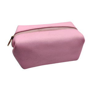 Bolsa de Cosméticos Rosa de PU, Tamaño Mediano, Cierre de Cremallera, Estuche de Maquillaje Portátil de Estilo Simple - Product Image 1
