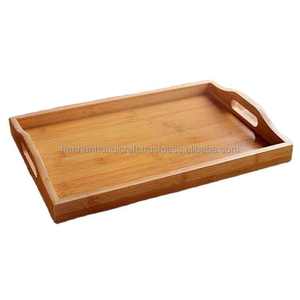 Plateau de service rectangulaire en bois, finition naturelle, artisanal, plateau décoratif classique de luxe pour mariage, maison, cuisine - Product Image 2