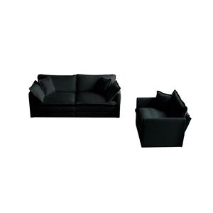 Set Divano a 2 Posti e Poltrona Decorativa, 2 Pezzi, in Ciniglia Imbottita per Soggiorno, Set di Sedie Confortevoli - Product Image 6