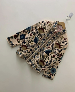 Veste bomber en coton tricoté brodée TNT Suzani pour femme, automne, écologique, coupe-vent, respirante, réversible, coupe classique - Product Image 1