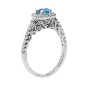 Anillo Halo Azul Aqua con Acabado en Rodio de Plata de Ley 925 para Mujer, Joyería para Bodas y Fiestas - Product Image 3